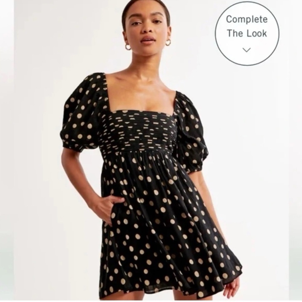 Abercrombie & Fitch Polka Dot Puff Sleeve Dress